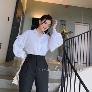 Áo sơ mi tay bồng cổ sen tiểu thư