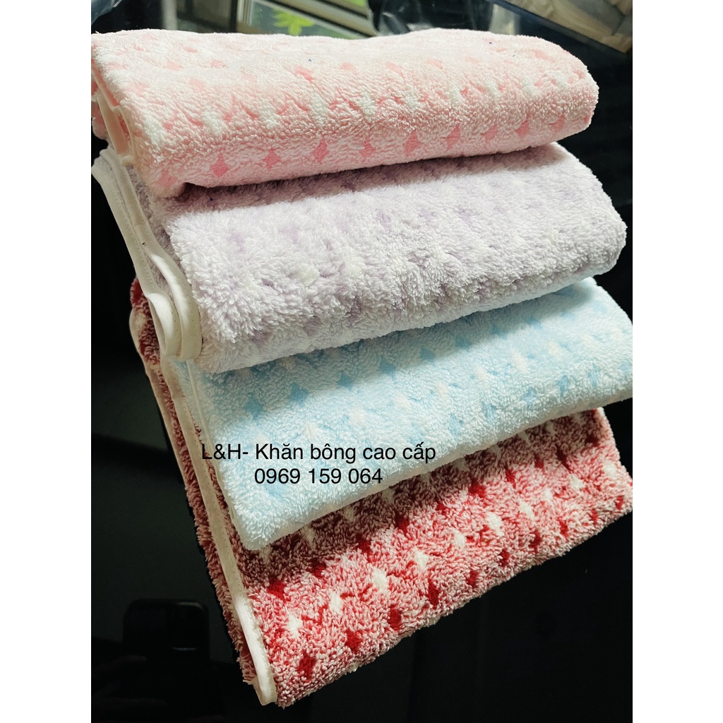 Khăn tắm lông cừu cao cấp, Hoa trám nhỏ, KT 50x100cm