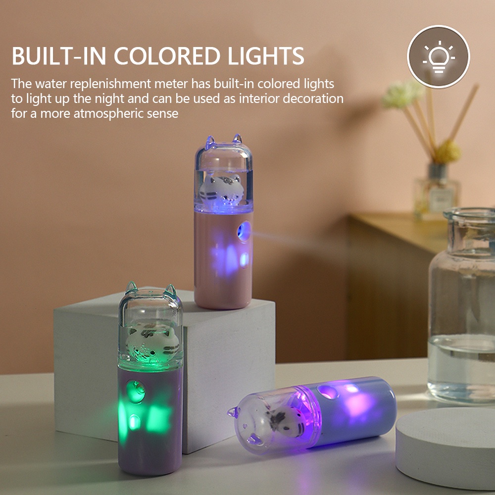 Máy phun sương FOREVERLILY tạo độ ẩm mini có đèn led sạc bằng cổng USB