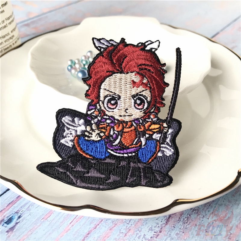 ☸ Sticker Ủi Thêu Hình Nhân Vật Anime Demon Slayer ☸ 1 Miếng Vá Ủi Quần Áo Họa Tiết Hoạt Hình DIY
