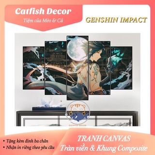 Tranh ghép TREO TƯỜNG Canvas đóng khung - game GENSHIN IMPACT - bộ 2