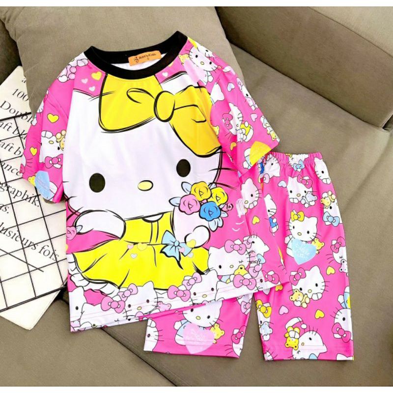 (20-40ký) Bộ ngố thun lạnh in 3D siêu đẹp cho bé gái size đại, bộ quần áo bé gái