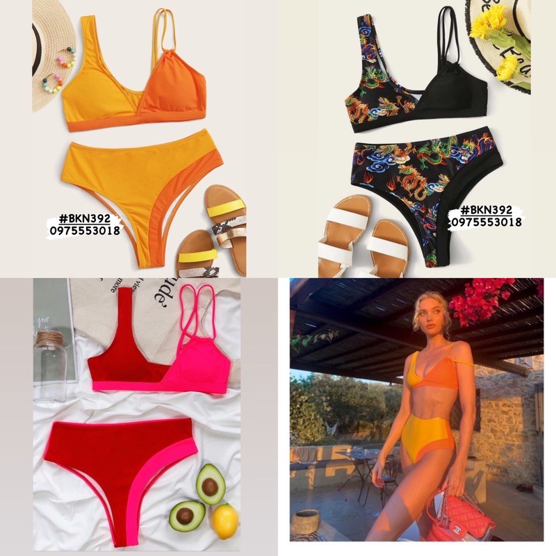 [BKN392] <ÂU> SET BIKINI CAM PHỐI VÀNG (CẠP CAO) | BigBuy360 - bigbuy360.vn