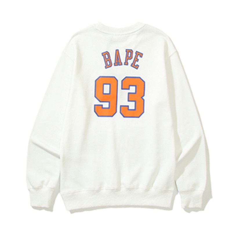 BAPE Áo Nỉ Dài Tay Cổ Tròn Thời Trang Nam Nữ