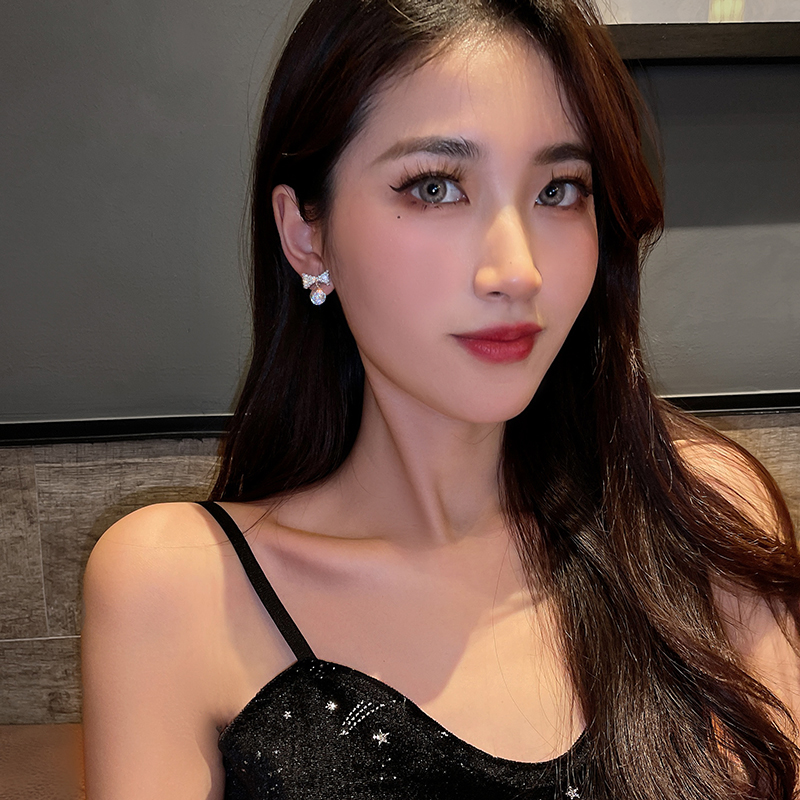 Bông Tai Bạc S925 Hình Nơ Đính Kim Cương Lấp Lánh Dễ Phối Đồ Phong Cách Âu Mỹ Thời Trang Cho Nữ 2021