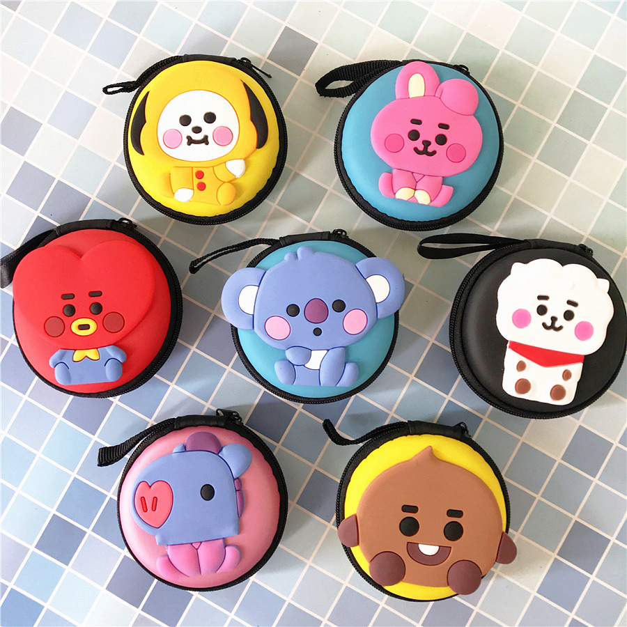 ❤ Ốp Điện Thoại Hoạt Hình K-POP ❤ 1 Túi Đựng Tai Nghe / Tiền Xu Họa Tiết Hoạt Hình KPOP Giá Đỡ