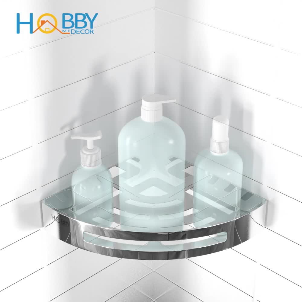 Kệ góc dán tường gạch men HOBBY Home Decor KG1 loại inox 304 không rỉ sét kèm keo dán siêu dính | BigBuy360 - bigbuy360.vn