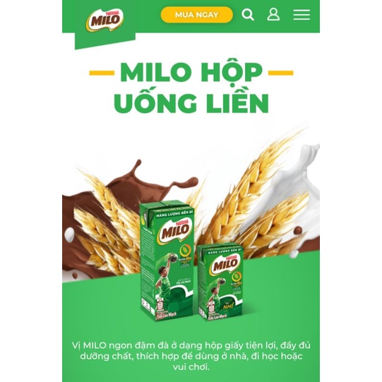 Sữa milo lúa mạch thùng 48 hộp x 180ml