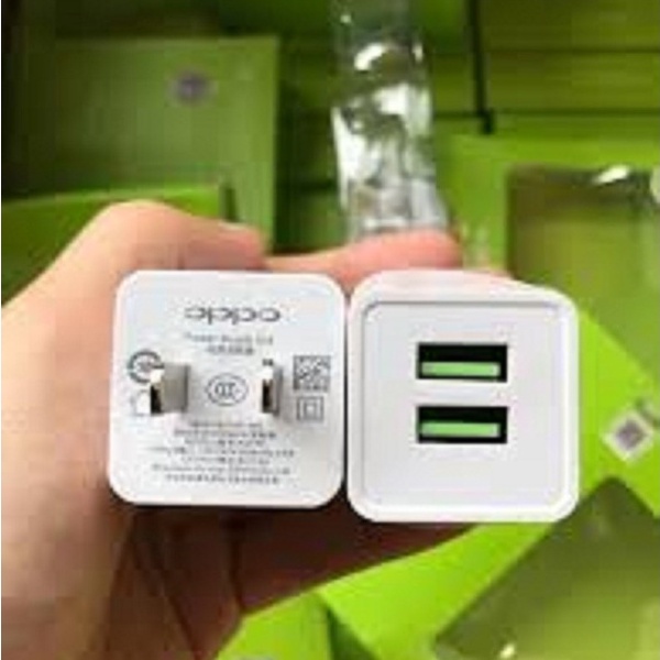 Bộ sạc OPPO xanh 4A - 2 cổng USB, gồm 1 củ 1 dây sạc, full hộp, bảo hành 3 tháng, chân sạc micro usb