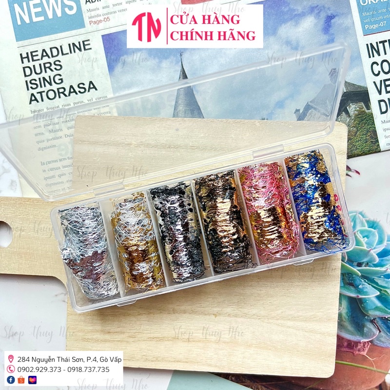 [HÀNG LOẠI 1] Set Foil lưới 6 cuộn sắc nét cao cấp trang trí móng tay nghệ thuật nail
