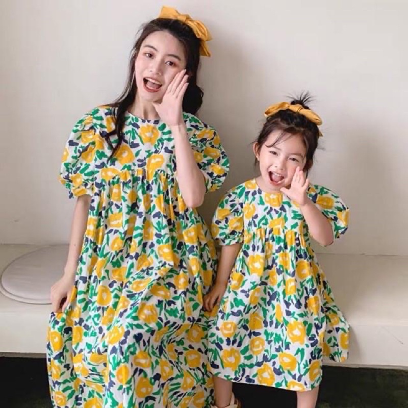 đầm hoa mẹ và bé