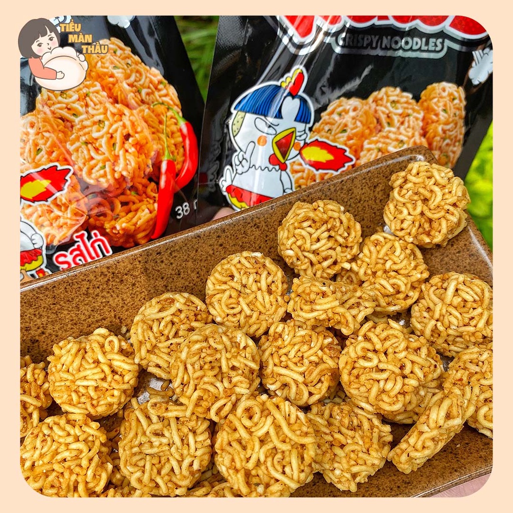 Snack mì tôm trẻ em vị gà cay Thái Lan, bim bim mì tôm viên ăn liền vị gà cay 38g - Tiểu Màn Thầu Store