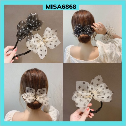 Búi tóc, kẹp tóc nữ phối ngọc mix hoa phong cách đơn giản