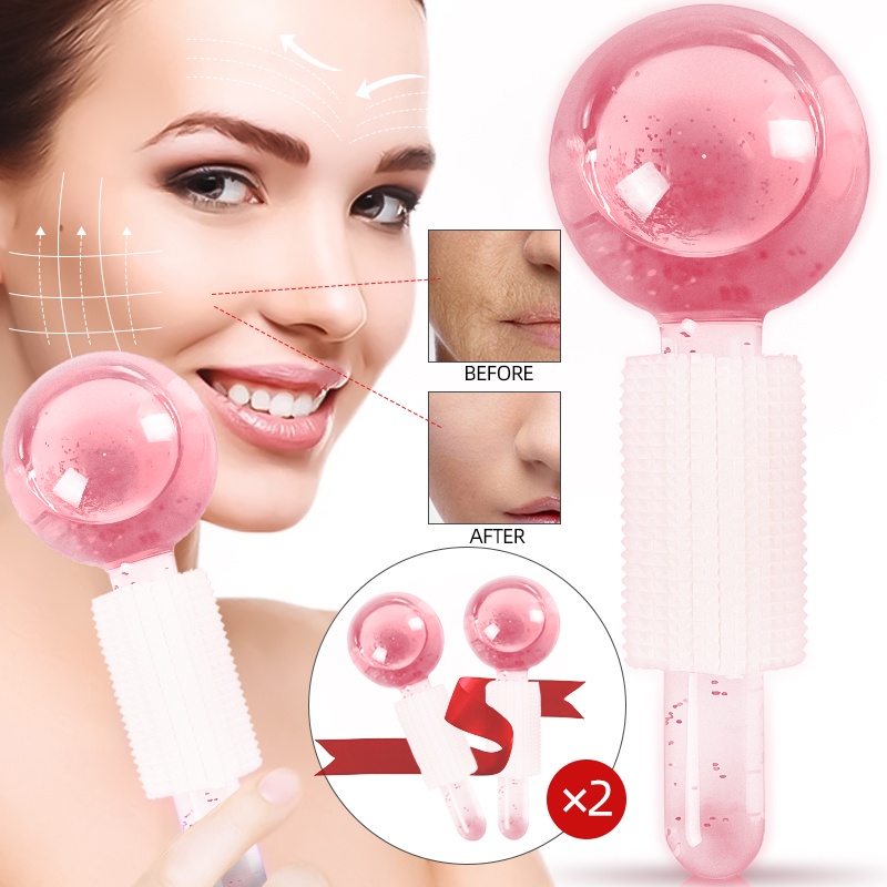 [Hàng mới về] 1 cặp cây lăn mát xa da mặt bằng thủy tinh tiện lợi