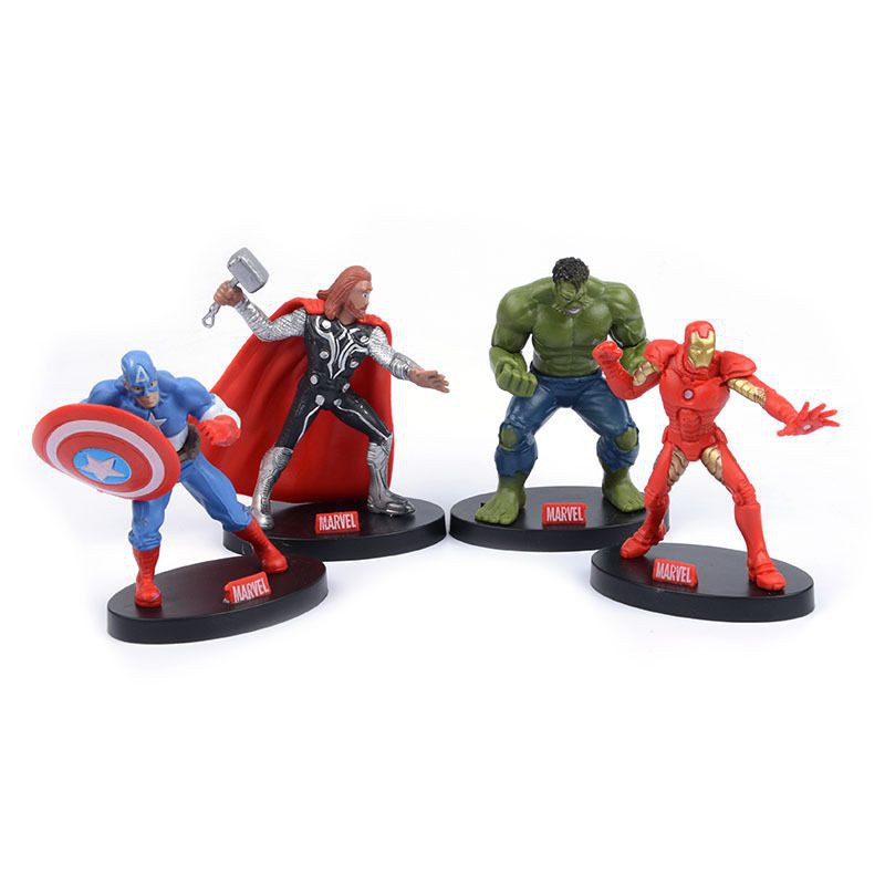 Set 4 Mô Hình Nhân Vật Siêu Anh Hùng Trang Trí Bánh