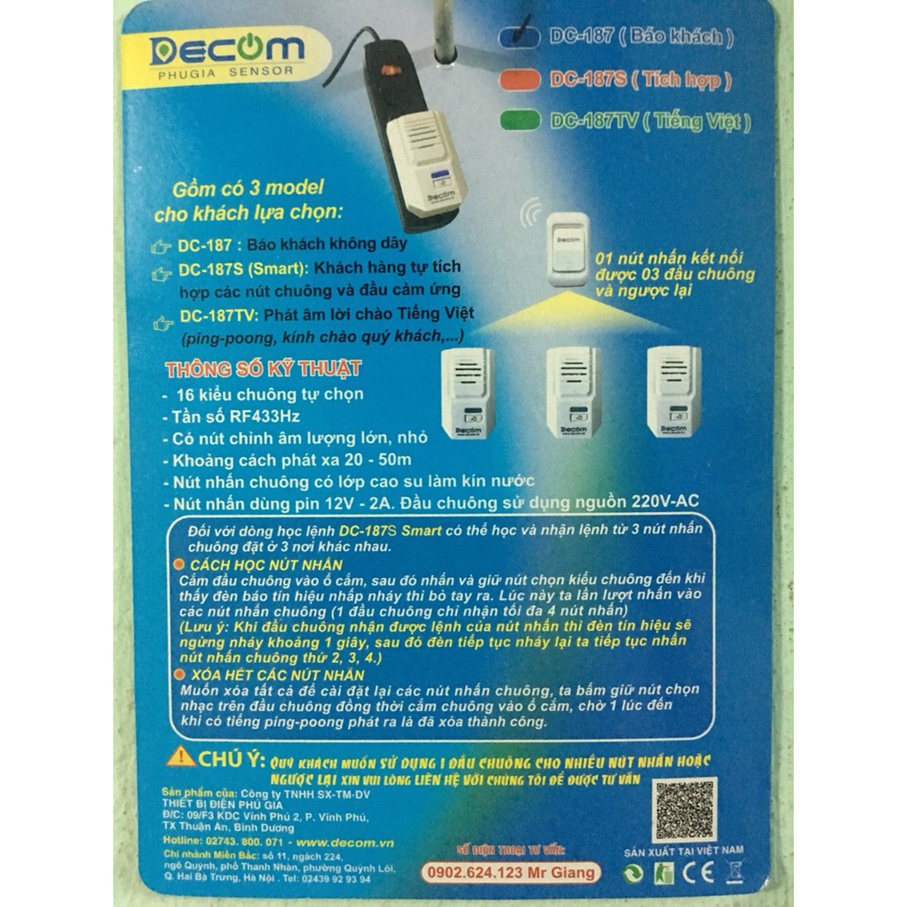 Chuông Báo Khách Không Dây DC-187