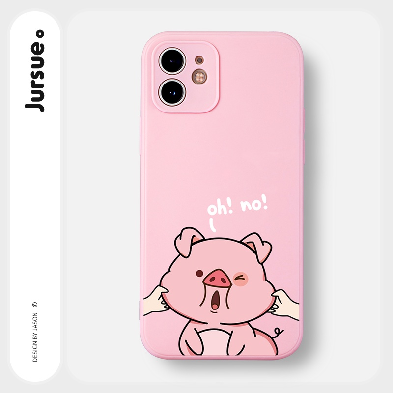 Ốp lưng JURSUE hoạt hình cặp đôi dễ thương đẹp cho iPhone 13 12 11 Pro Max SE 2020 X XR XS ip 8 7 6 6S Plus kute Y149