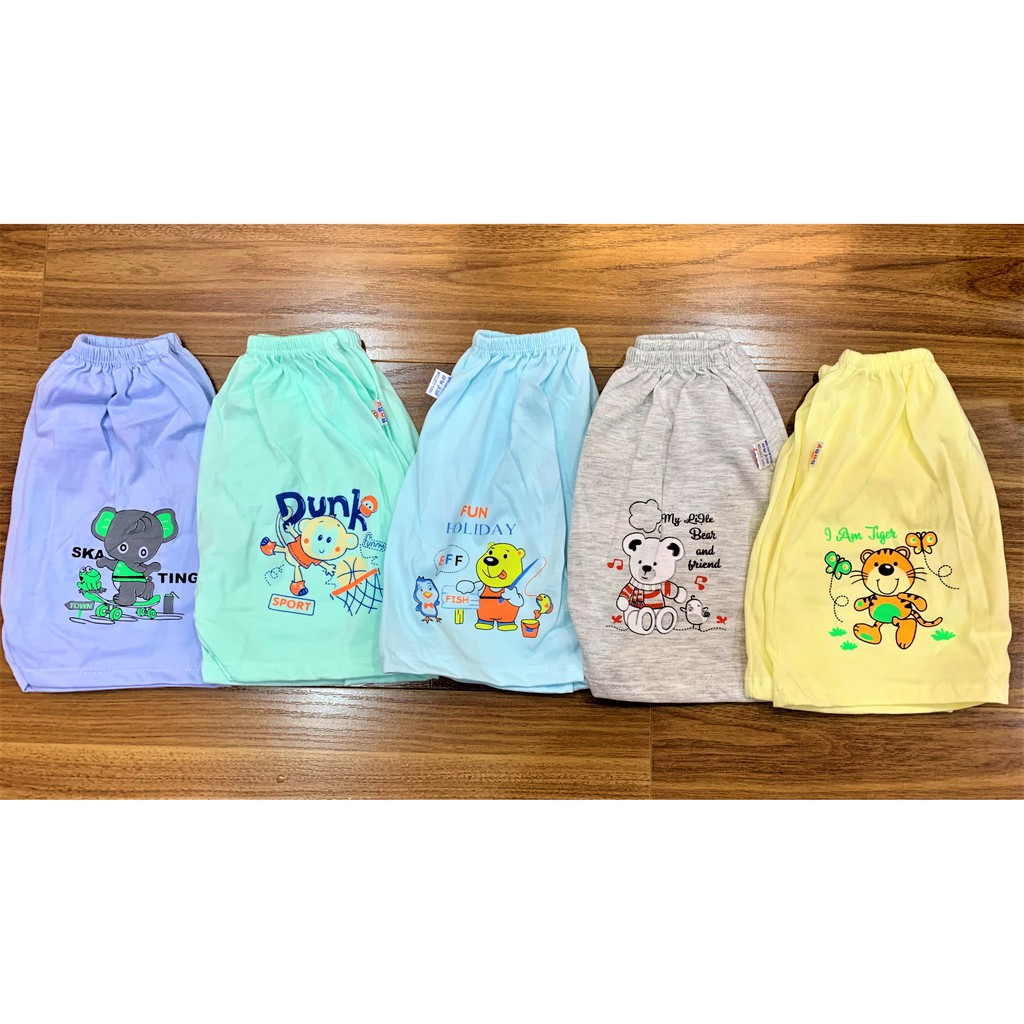 [SET 5 CÁI] Quần chục cộc chất cotton in hình thú cho bé