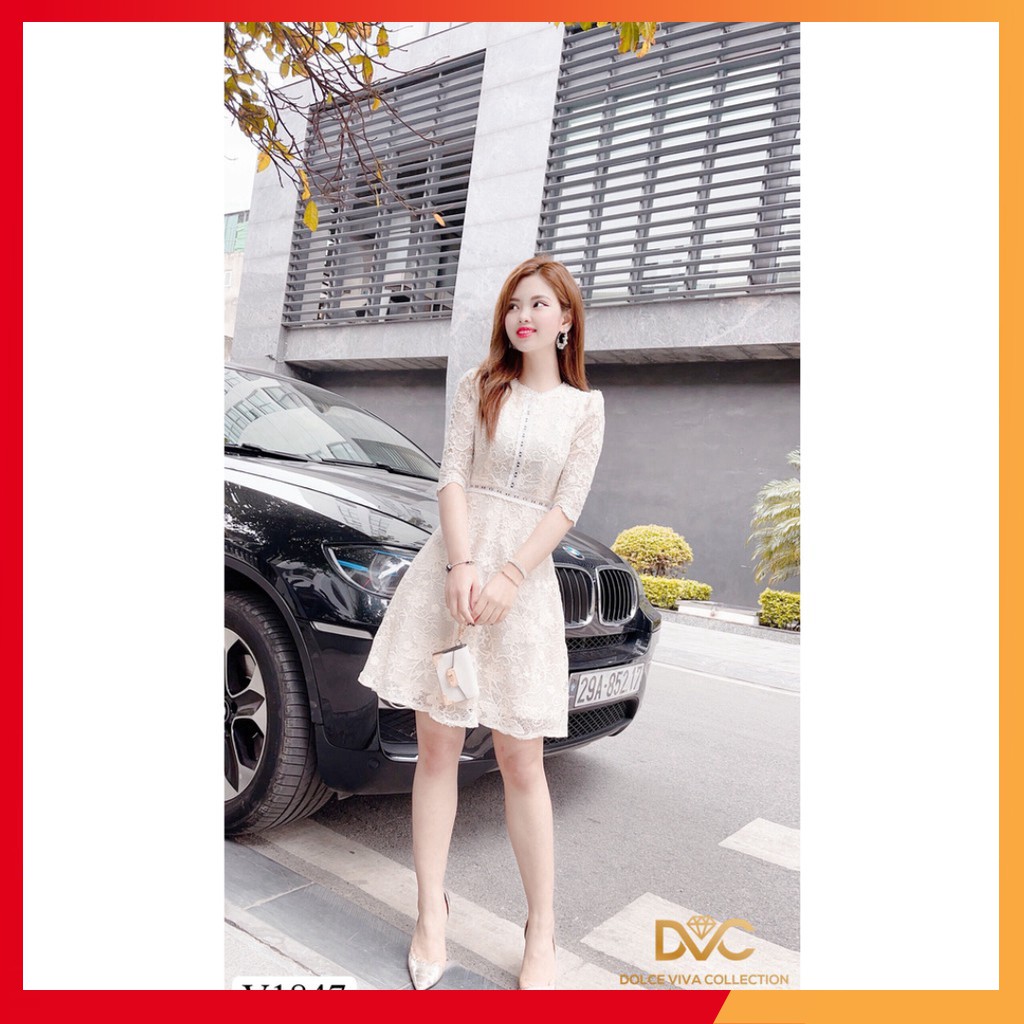 Váy ren be xòe tay lỡ V1847 - Anlee DVC (Kèm ảnh thật trải sàn do shop tự chụp)