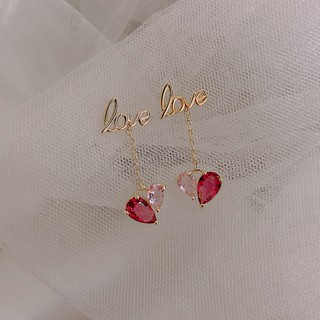 BÔNG TAI PHA LÊ ĐỎ HÌNH TIM - MELY 1275