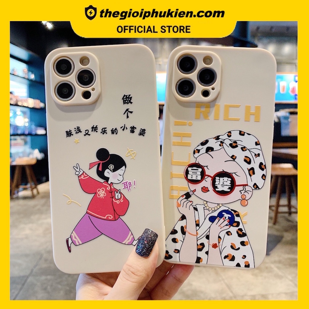 Ốp lưng iphone cạnh vuông Quý cô dành cho iphone 6 đến 14promax - E77