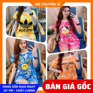 Đồ bộ nữ Đồ bộ mặc nhà Vải thun mềm mịn mát co giãn tốt in họa tiết hoạt hình bò sữa nhiều màu dễ thương