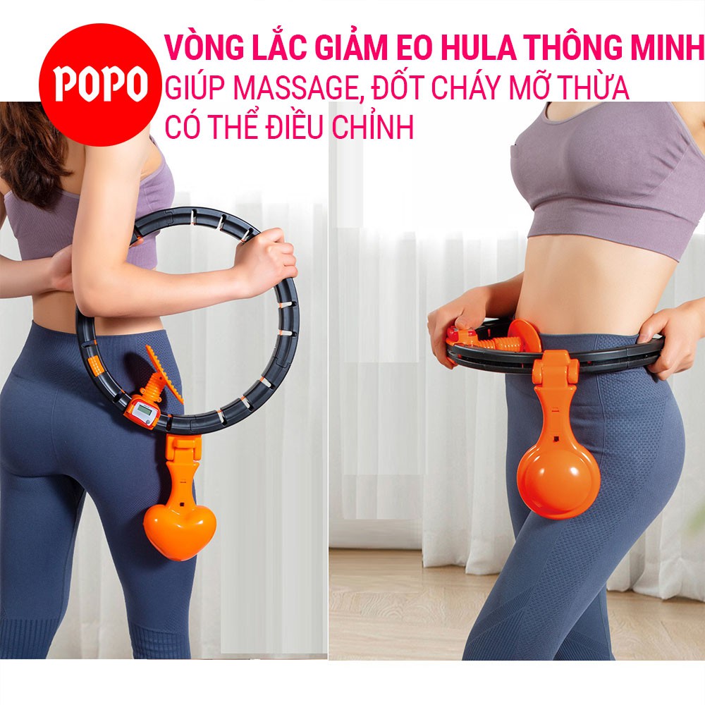 Vòng lắc eo đếm số vòng thông minh thon gọn HULA vừa massage, đốt cháy mỡ thừa FG09 có thể điều chỉnh tháo rơi SPORTY