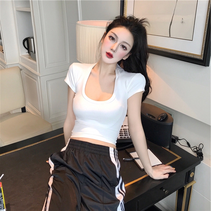 NRVP Áo thun tay ngắn cổ tròn ôm dáng thời trang phong cách hàn quốc dành cho nữ