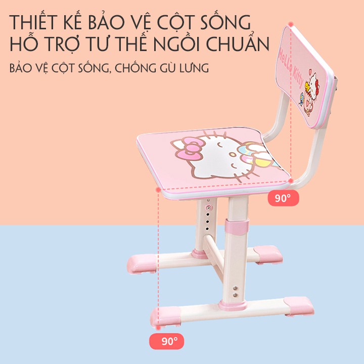 Bàn ghế học sinh cao cấp, chống gù, chống cận và có thể điều chỉnh độ cao phù hợp với bé