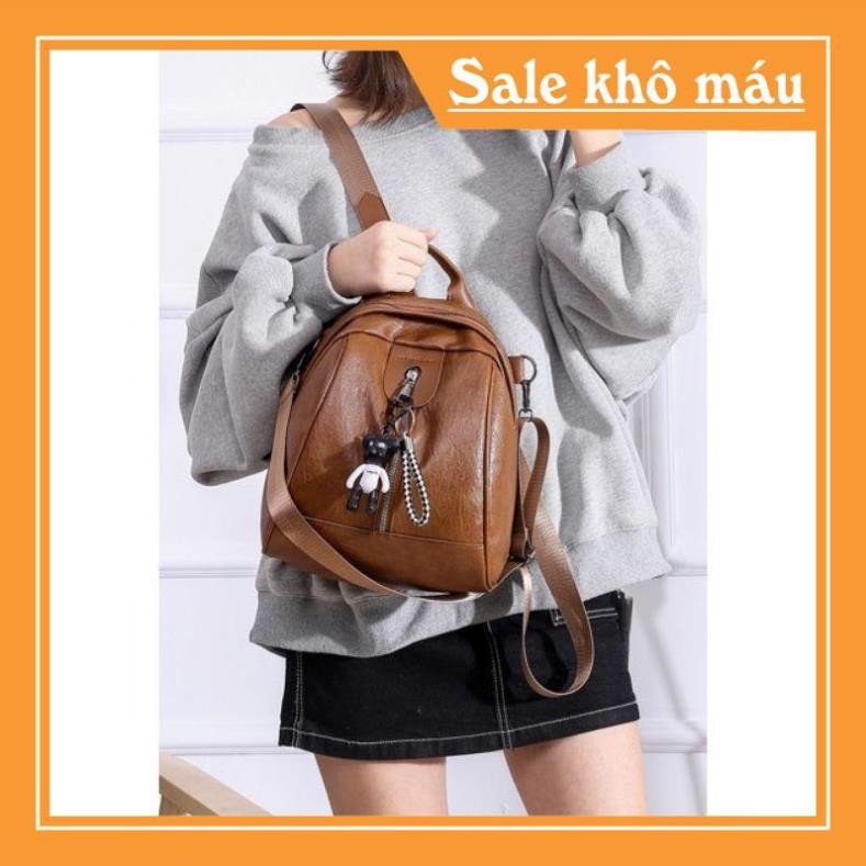 👜 ẢNH THẬT - FREESHIP 👜 Balô Nữ, Balo Da Mềm Tặng Kèm Gấu Dễ Thương Phong Cách