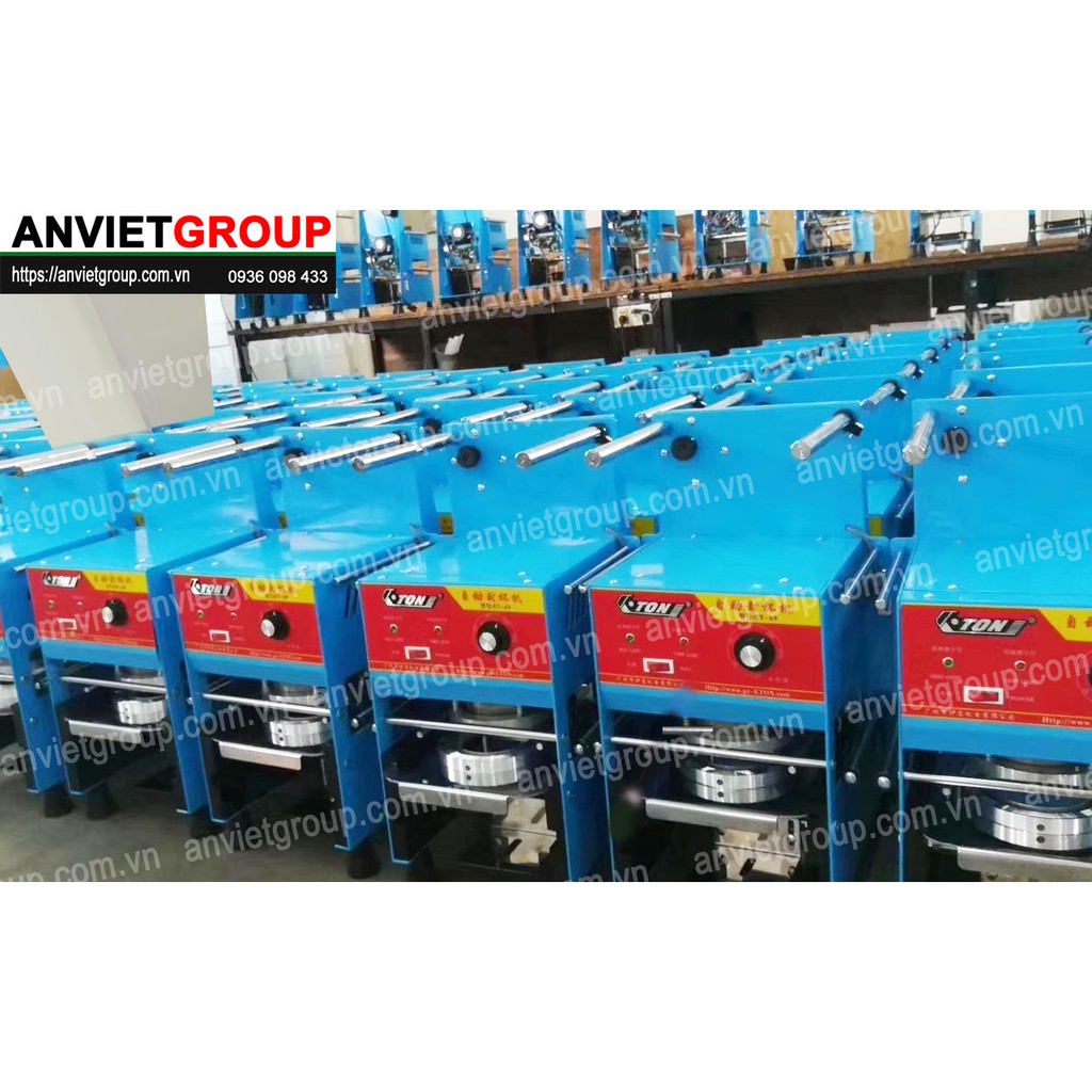 Máy dán ép dập đậy đóng nắp miệng ly cốc bán tự động Eton A9 An Việt