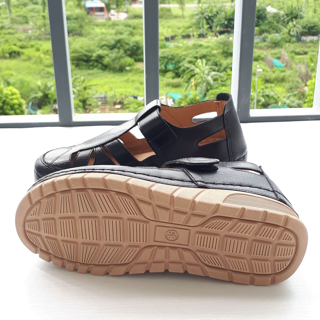 Giày lười Siketu da mềm, siêu nhẹ, quai dán, đế chống trượt cao 4cm (size 35-)