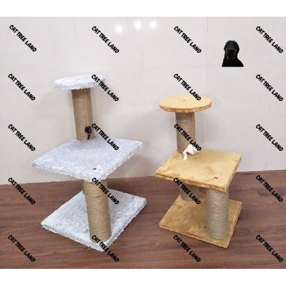 TRỤ CÀO MÓNG (CATTREE) BẰNG GỖ CHO MÈO, 3 TẦNG SIZE LỚN 30*30*50 - NHÀ CÂY CHO MÈO MÀI MÓNG