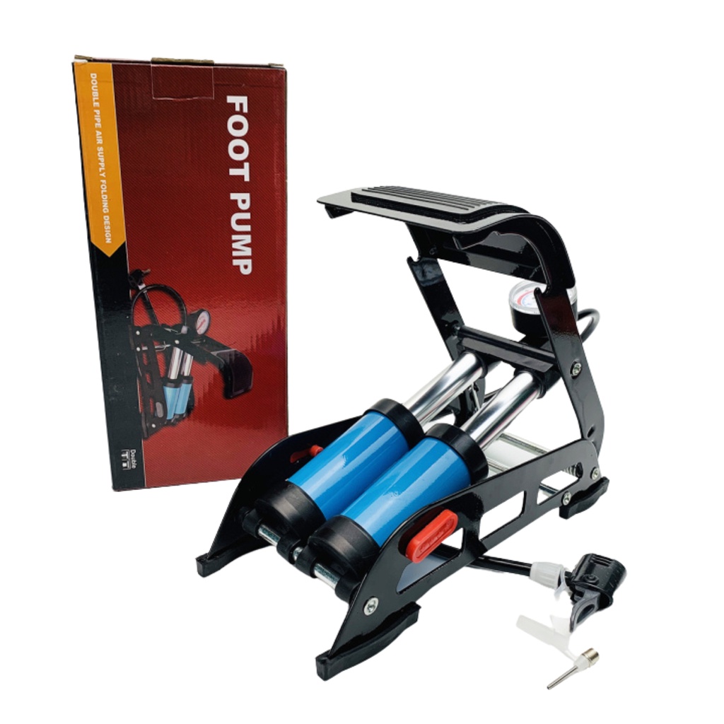 Bơm lốp xe đạp chân cho ô tô xe máy xe đạp 1 ống 2 ống