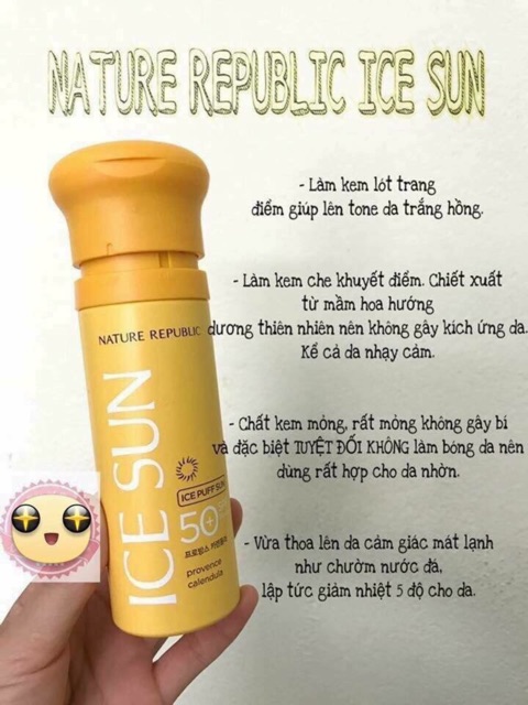 Kem chống nắng Nature Republic Provence Calendula Ice Puff Sun SPF50+ PA+++ 100ml