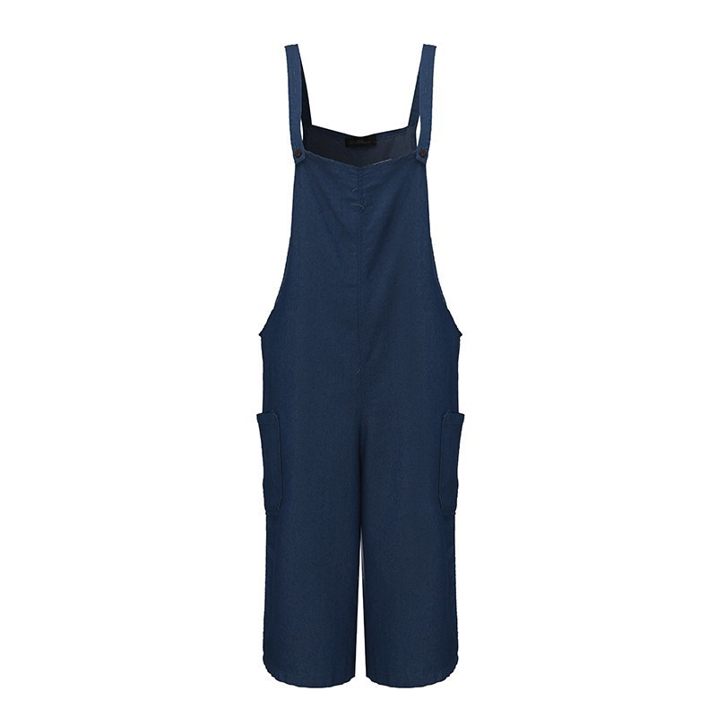 ZANZEA Quần yếm denim ống rộng thời trang nữ phong cách vintage