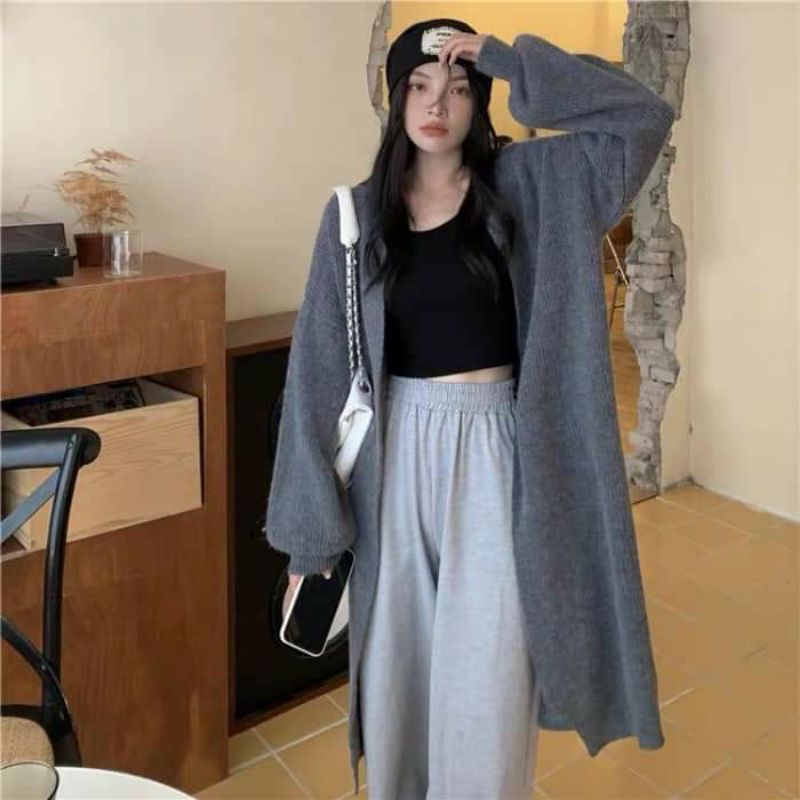 Áo khoác len Cardigan trơn dáng dài Ullzang 🐺