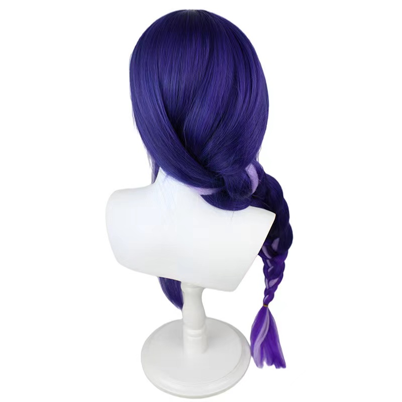 Genshin impacto baal cosplay raiden shogun peruca 100cm azul roxo peruca cosplay anime cosplay peruca resistente ao calor perucas sintéticas cabelo