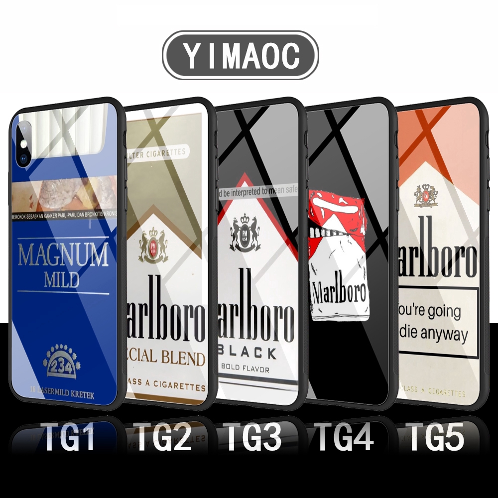 iPhone XS Max XR X 11 Pro 7 8 6 6S Plus glass case 205C Marlboro cigarette