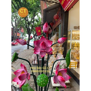 Hoa Sen Gỗ ( Sen Hồng ) Cắm Bình Sứ ( Không Kèm Bình )