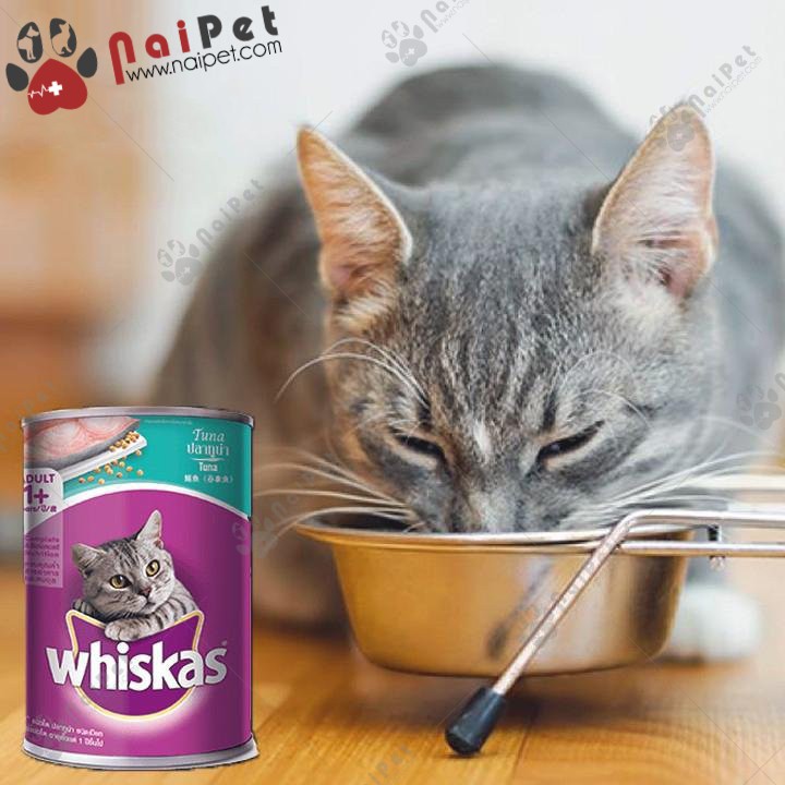 Thức Ăn Dinh Dưỡng Cho Mèo Pate Vị Cá Biển Và Vị Cá Thu Cá Mòi Whiskas Lon 400g