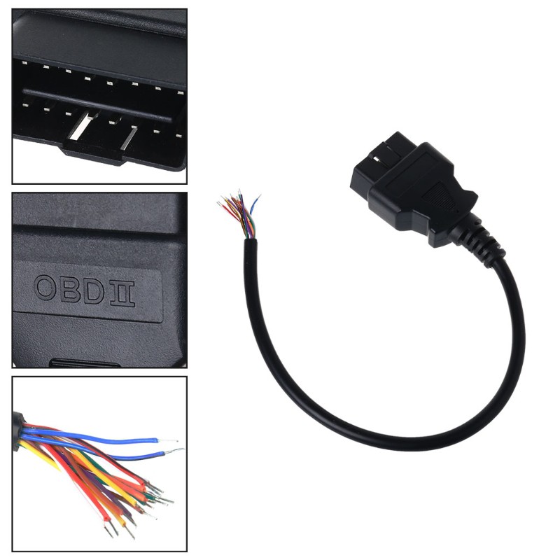 OBD2 16Pin Male Plug Adapter Opening Cable Connector For Extension Auto