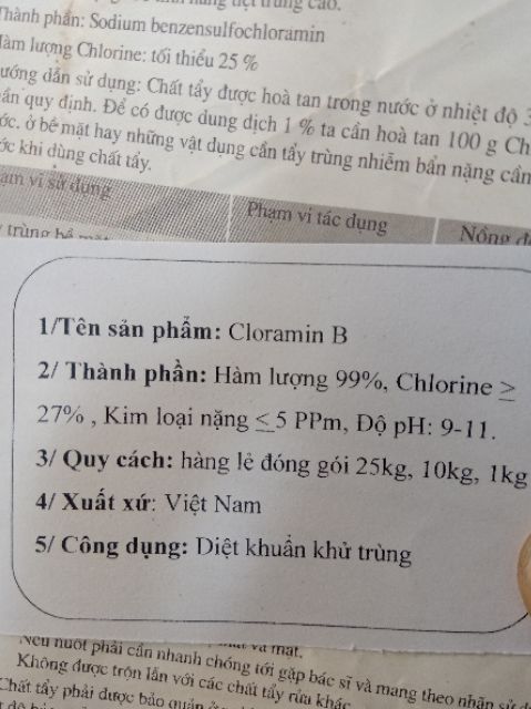 Cloramin B - Khử trùng diệt khuẩn. 100g.