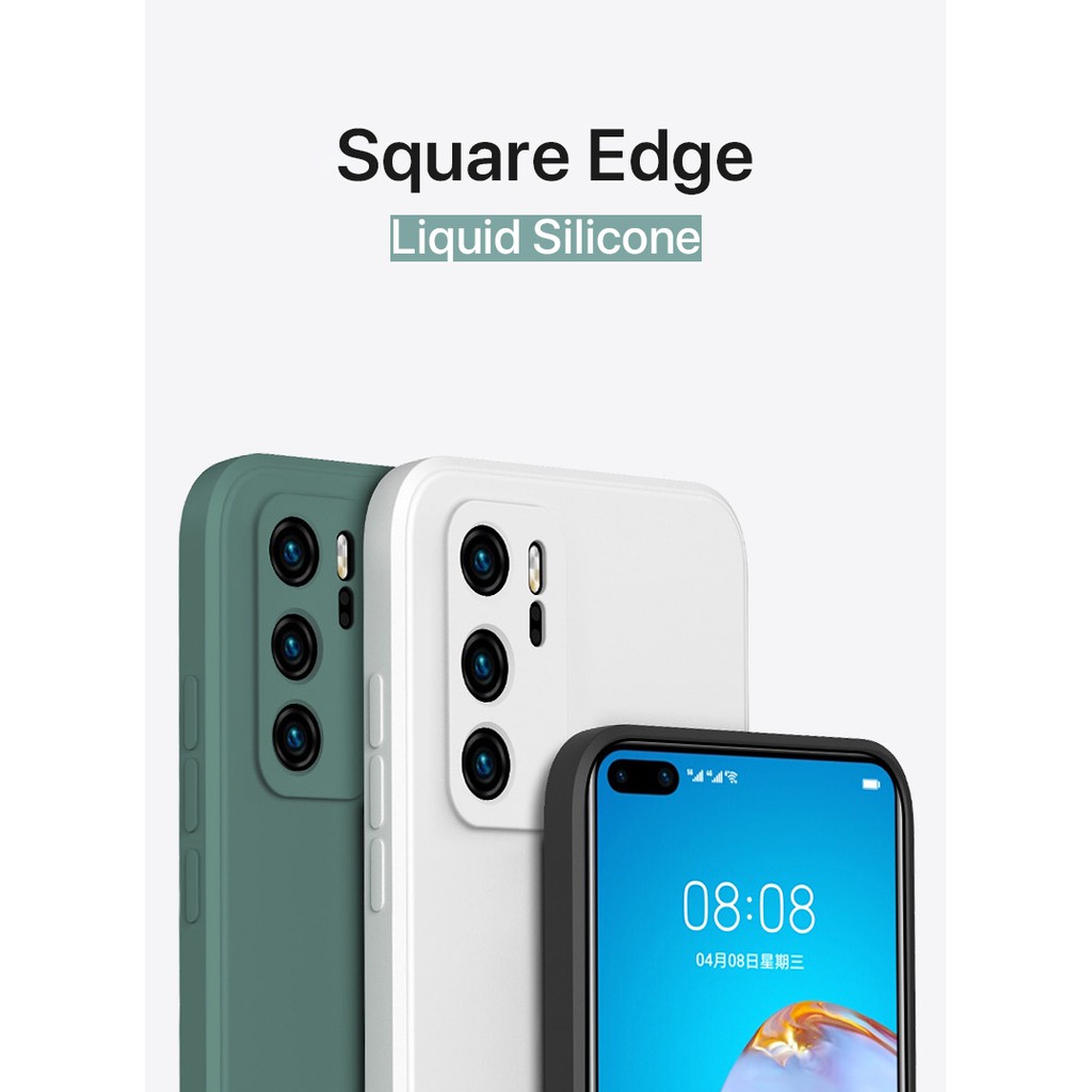 Ốp lưng silicon mềm cao cấp vuông nguyên bản cho Huawei P20 30 40 Pro Mate20 30 40 Pro Màu Vỏ điện thoại