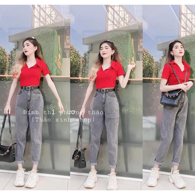 Quần bò nữ Shynstores - quần baggy jeans dáng trơn lưng cao chất đẹp freeship