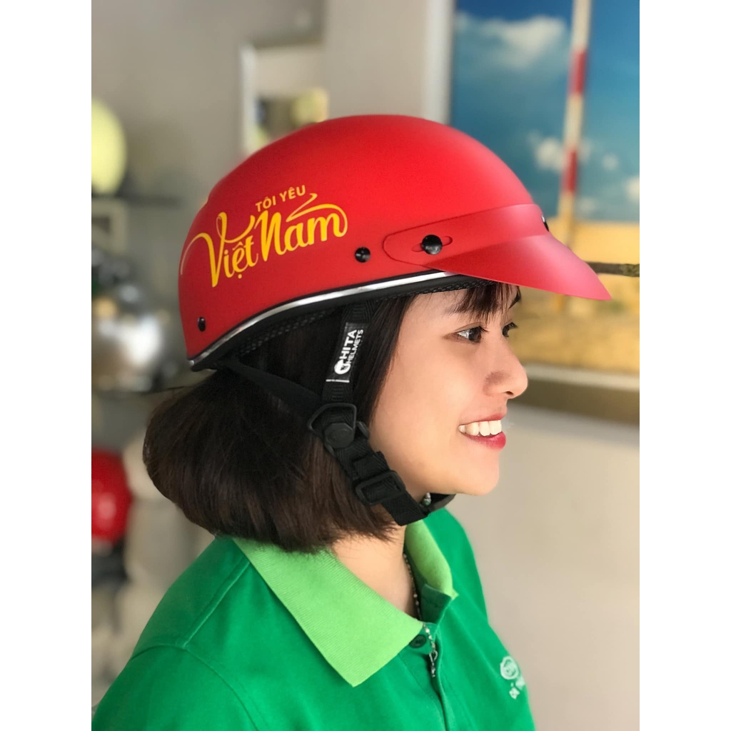 Mũ Bảo Hiểm1/2 Đầu CHITA HELMETS CT6B1 Tem Cờ Việt Nam