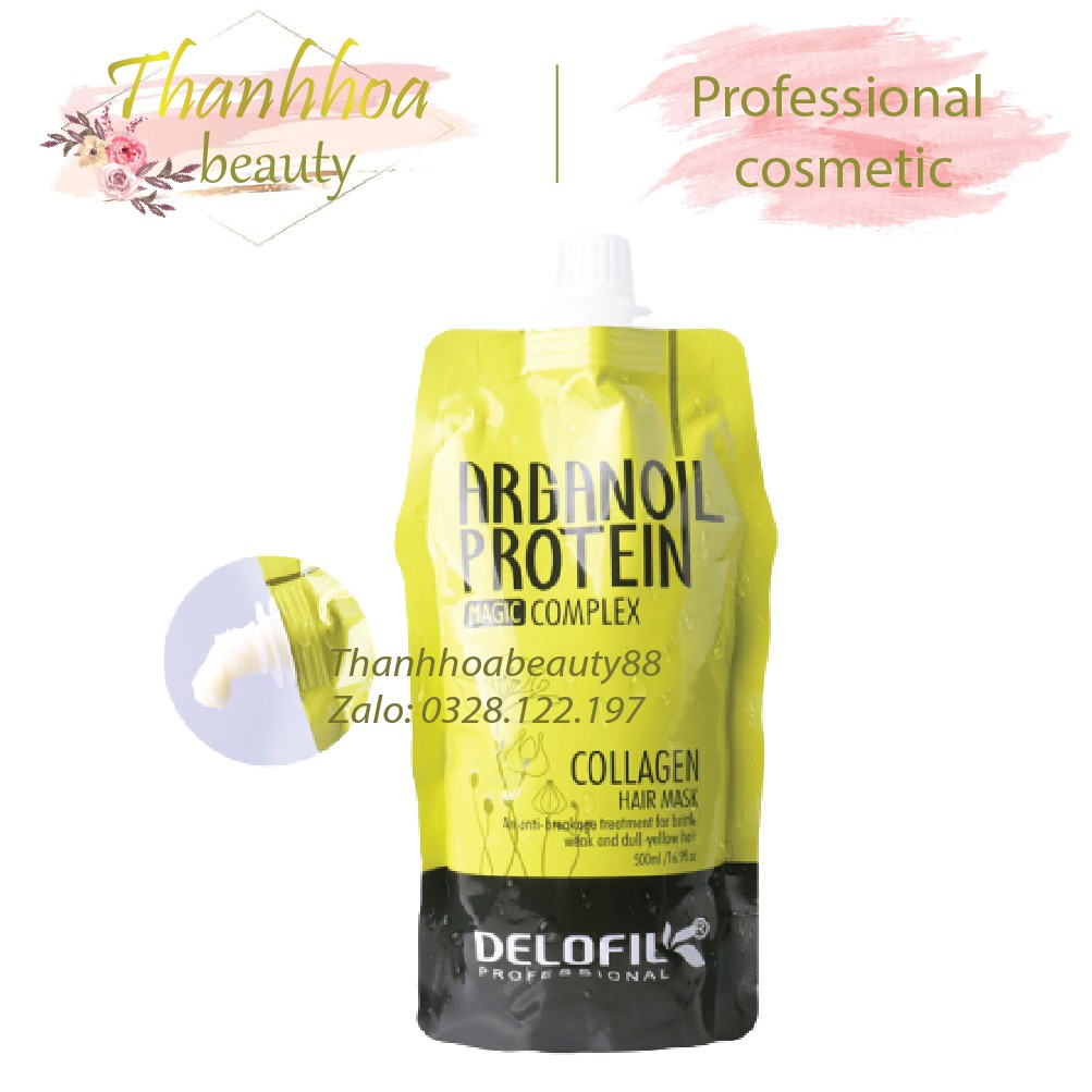 Dầu Hấp Ủ Tóc Collagen Delofil Arganoil Protein Siêu Mượt 500ml - Chính Hãng | BigBuy360 - bigbuy360.vn