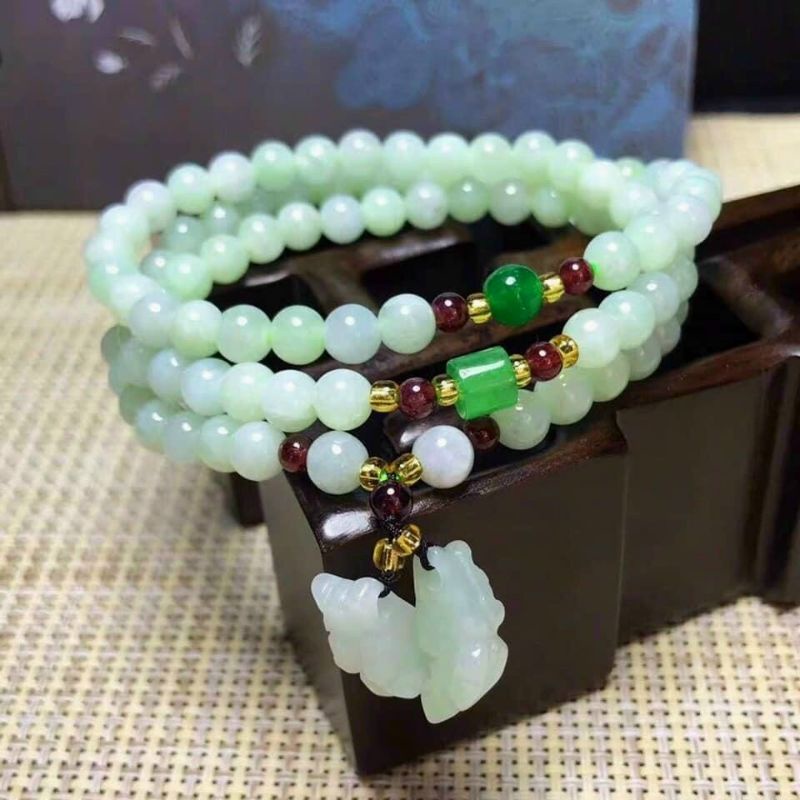 Vòng tay ngọc Phỉ. Thúy quấn 3 vòng size 6mm