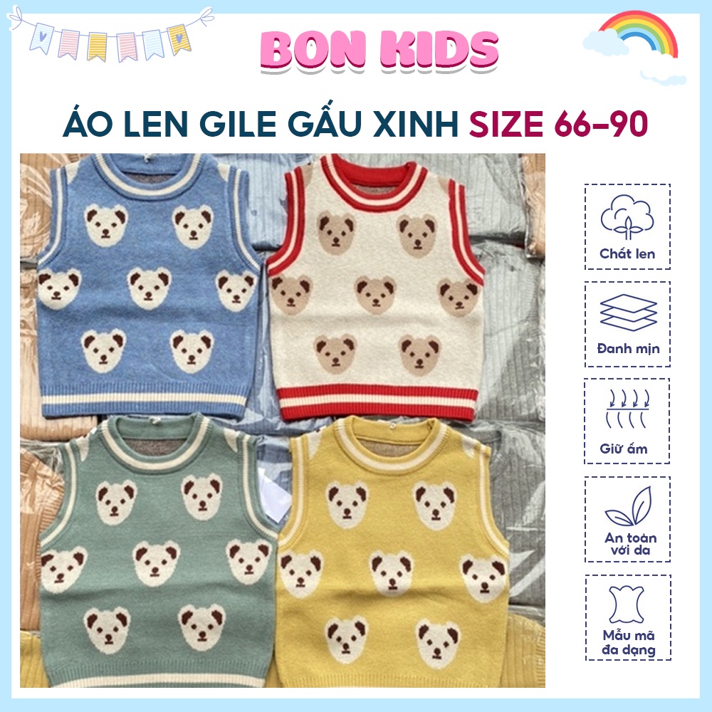 Áo Len GileGấu Xinh Cho Bé Gái Bé Trai Hàng Quảng Châu size 66-90(5-13kg)