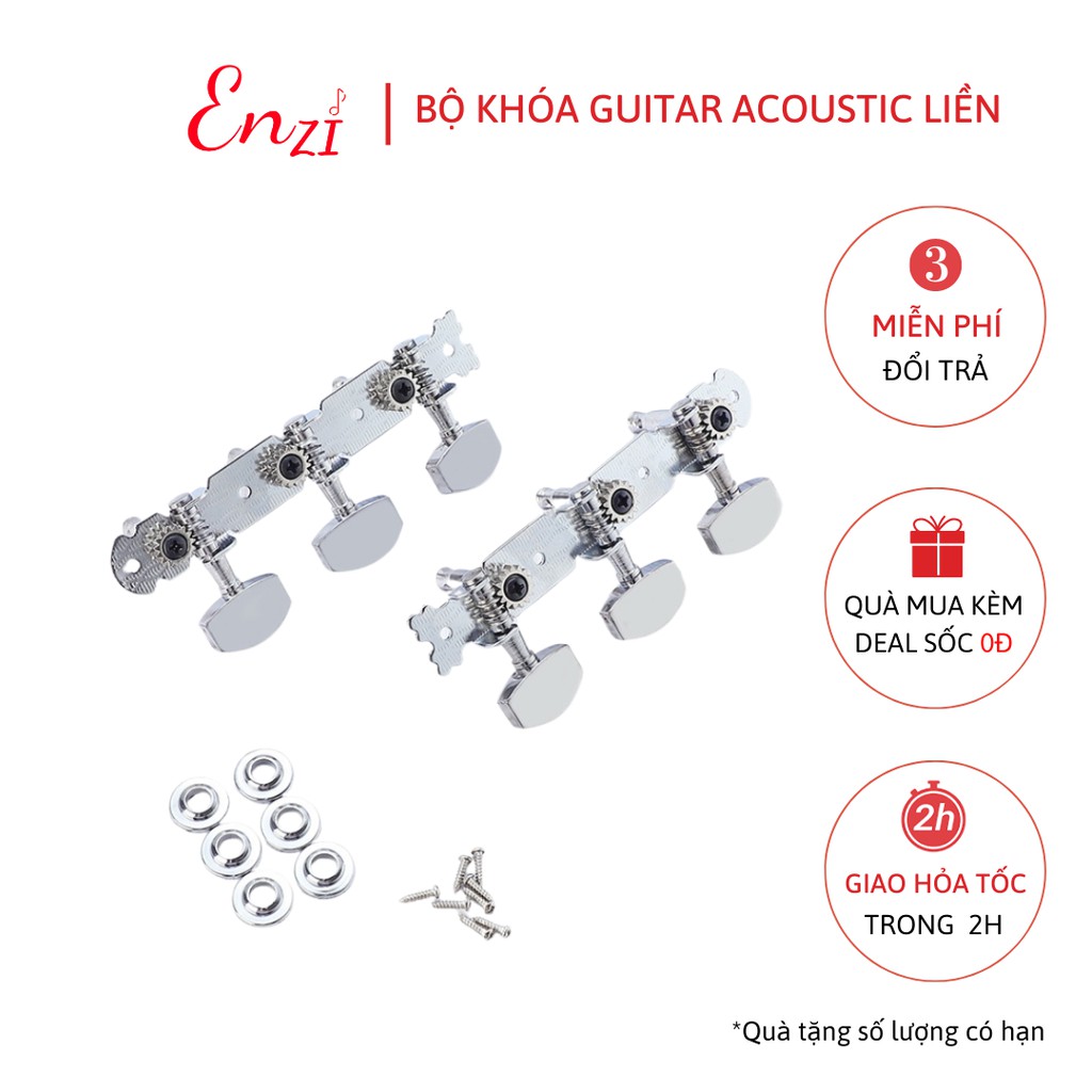 Bộ khoá đàn guitar acoustic một bộ khóa liền đủ 2 vế kèm ốc vít Enzi